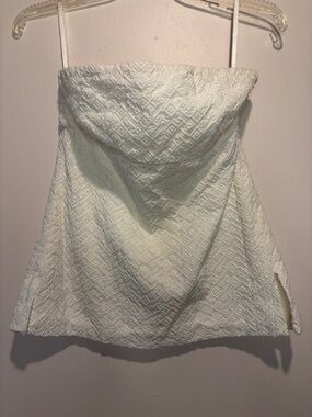 J. Crew 100% Cotton Textured White Cropped Tube Top Side Slits Y2K Style Size 2